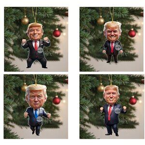 Set of (4) DONALD TRUMP ORNAMENTS - 2D Acrylic - Limited Quantity - MAGA